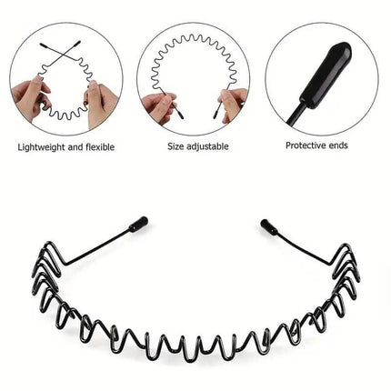 2-Pack: Black Wavy Metal Headband