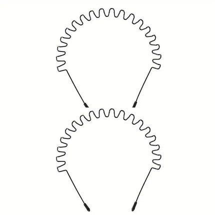 2-Pack: Black Wavy Metal Headband