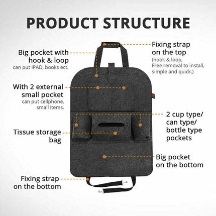 2-Pack: Car Seat Back Storage Bag Multifunctional Adjustable Backseat Storage Bag