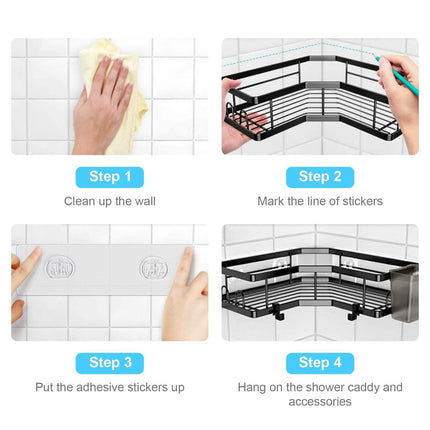 2-Pack: Corner Shower Caddy No Drilling Adhesive Shower Organizer