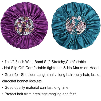 2-Pack: Extra Large Satin Bonnets for Sleeping