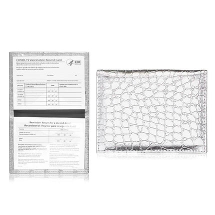 2-Pack: Faux Crocodile Leather Bling CDC Vaccination Card Immunization Record Protector Holder Passport