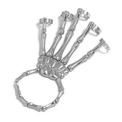 2-Pack: Gothic Bone Bracelet with Ring
