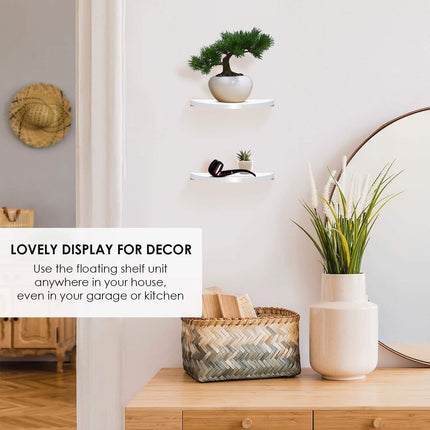 2-Pack: Halter Semi Circle Ledge Wood Shelves