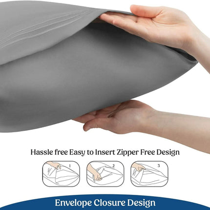 2-Pack: Hannah Linen Microfiber Pillowcases Breathable & Envelop Closure Pillow Covers Set