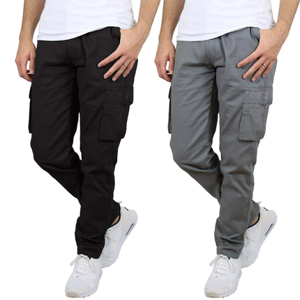 2-Pack: Men's Cotton Cargo Pants With Belt