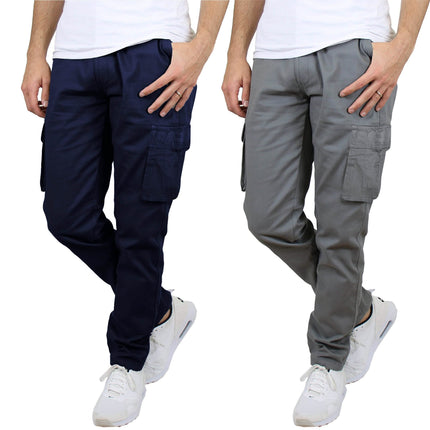 2-Pack: Men's Cotton Cargo Pants With Belt