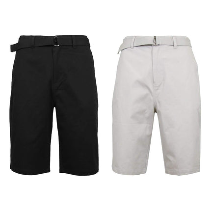 2-Pack: Men's Cotton Chino Shorts with Belt