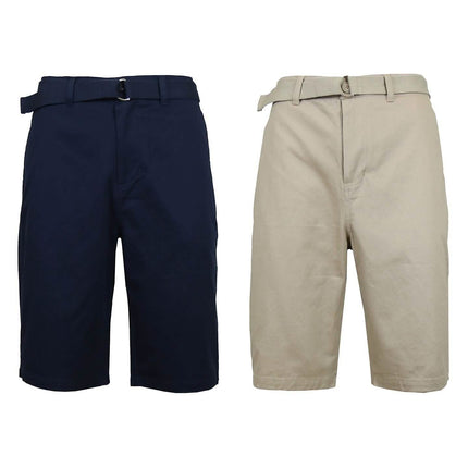 2-Pack: Men's Cotton Chino Shorts with Belt