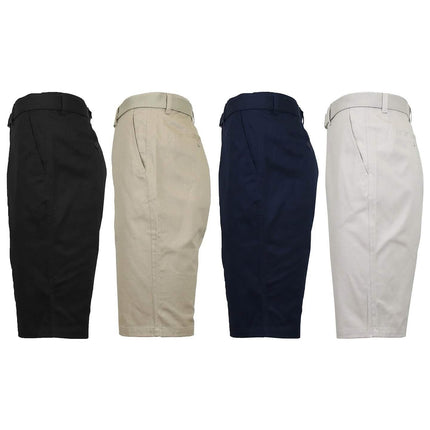 2-Pack: Men's Cotton Chino Shorts with Belt