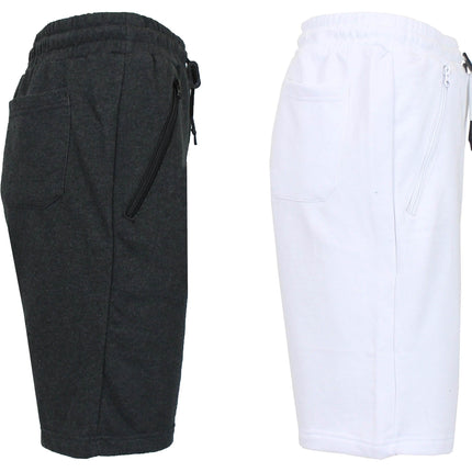 2-Pack: Men's French Terry Zipper Pockets Jogger Sweat Lounge Shorts