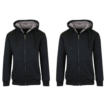2-Pack: Men's Heavyweight Sherpa Fleece-Lined Zip Hoodie Sweater