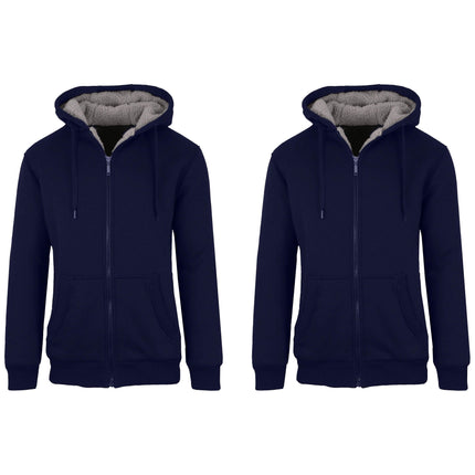 2-Pack: Men's Heavyweight Sherpa Fleece-Lined Zip Hoodie Sweater