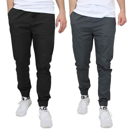 2-Pack: Mens Lightweight Cotton Stretch Jogger Pants