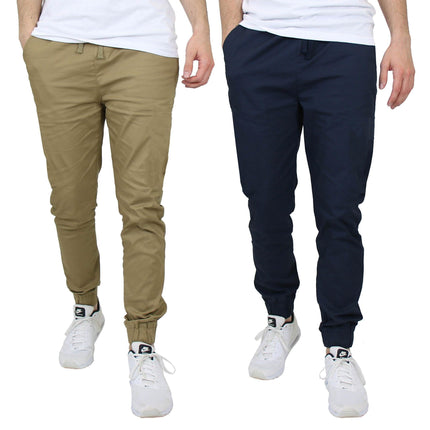 2-Pack: Mens Lightweight Cotton Stretch Jogger Pants