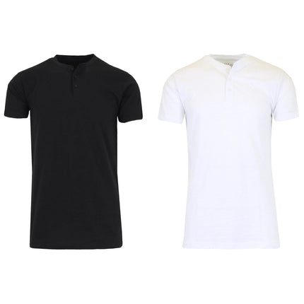 2-Pack: Men's Slim Fitting Short Sleeve Henley Slub Tee