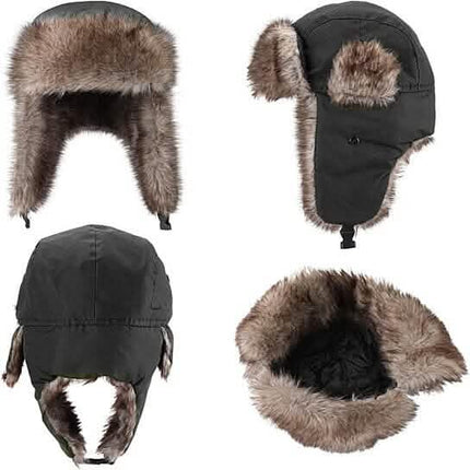 2-Pack: Men's Ushanka Winter Faux Fur Hat with Ear Flaps