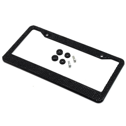 2-Pack: Metal License Plate Frame With Glitter Bling Rhinestone Diamonds