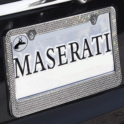 2-Pack: Metal License Plate Frame With Glitter Bling Rhinestone Diamonds