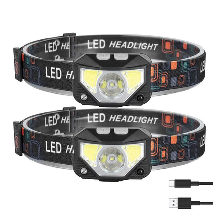 2-Pack: Rechargeable Motion Sensor Headlamp 6 Light Modes Headlight