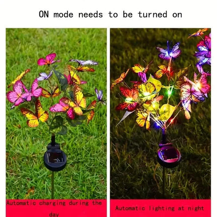 2-Pack: Solar-Powered Butterfly Flower Lamp