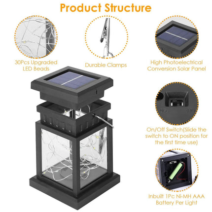 2-Pack: Solar Powered Hanging Lights 30 LED Beads
