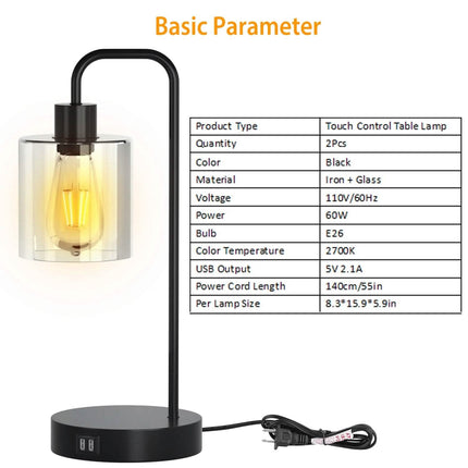 2-Pack: Touch Control Table Lamp