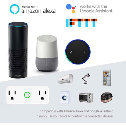 2-Pack: WIFI Smart Plug 10A Dual Smart individually Outlet