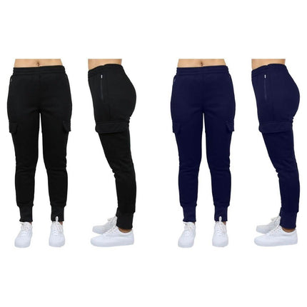 2-Pack: Women's Fleece-Lined Loose-Fit Cargo Joggers