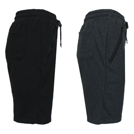 2-Pack: Women's French Terry Zipper Pockets Jogger Sweat Lounge Shorts