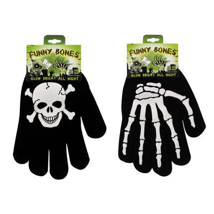 2-Pair: Funny Bones Glow In The Dark Gloves