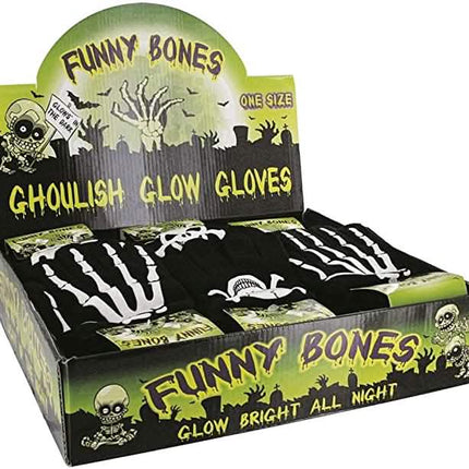 2-Pair: Funny Bones Glow In The Dark Gloves