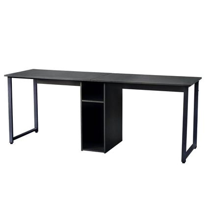 2-Person Metal Desk with Open Shelves