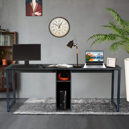 2-Person Metal Desk with Open Shelves