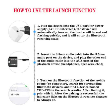 2-Piece: 2-in-1 USB Wireless Bluetooth Adapter 5.0 Transmitter