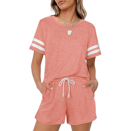 2-Piece: Loungewear for Women Short Sleeve Sweatsuit Sets Crewneck Loose Fit Outfits
