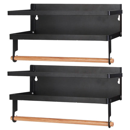 2-Piece: Magnetic Spice Racks for Refrigerator with Paper Towel Holder
