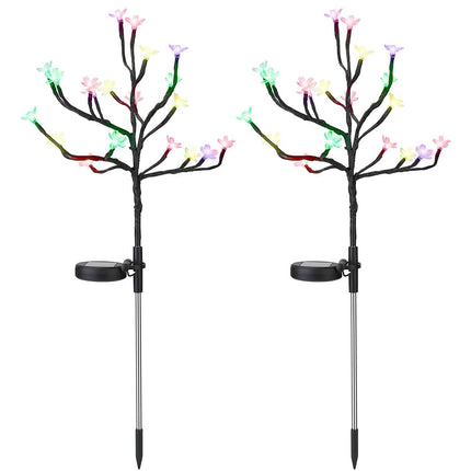 2-Piece: Outdoor Solar Light Cherry Blossom Flower Landscape Light