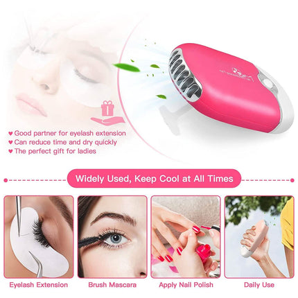 2-Piece: Rechargeable Handheld Mini Eyelash Fan