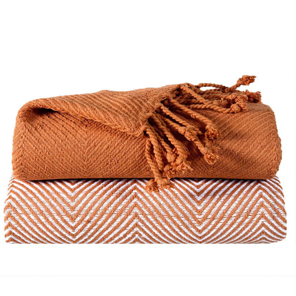 2-Piece Set: 100% Cotton Hand Twisted Throw Blanket 50" X 60"