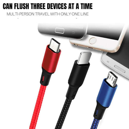 2-Piece Set: 3-Port LED Display High Speed Wall Charger Black + 3-in-1 Cable