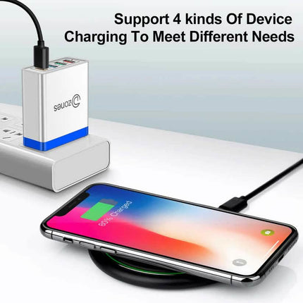 2-Piece Set: 4-Port High Speed Wall Charger + 3-in-1 Cable Combo
