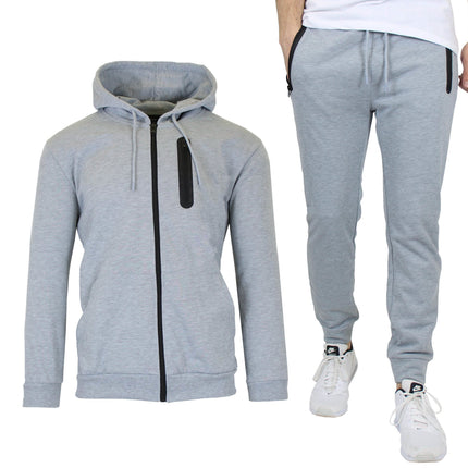 2-Piece Set: Men's Slim Fitting French Terry Hoodie & Jogger