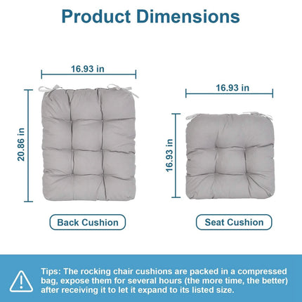2-Piece Set: Rocking Chair Cushion with Non-Slip Ties Polyester Fiber Filling
