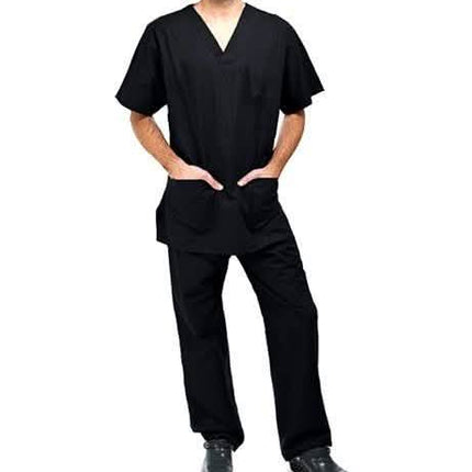 2-Piece Set: Unisex Cotton-Blend V-Neck Scrubs Top & Pants - Assorted Sizes