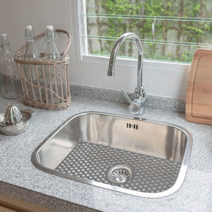 2-Piece: Silicon Grid Sink Mat with Central Drain Hole