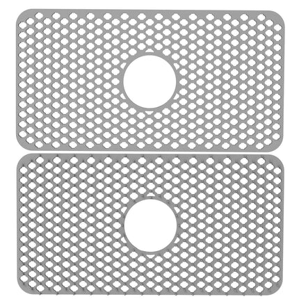 2-Piece: Silicon Grid Sink Mat with Central Drain Hole