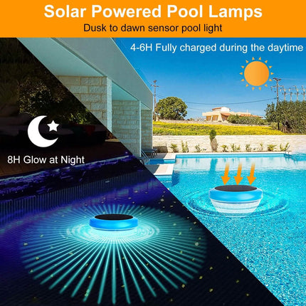 2-Piece: Solar Powered LED Pool Light Gradient Multicolor Changing