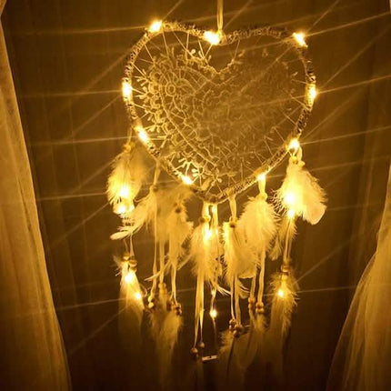 2-Pieces: Romantic LED Dream Catcher with Feather Dreamcatcher Night Light