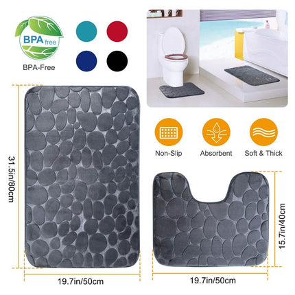 2-Pieces Set: Bathroom Rugs Luxury Flannel Non-Slip